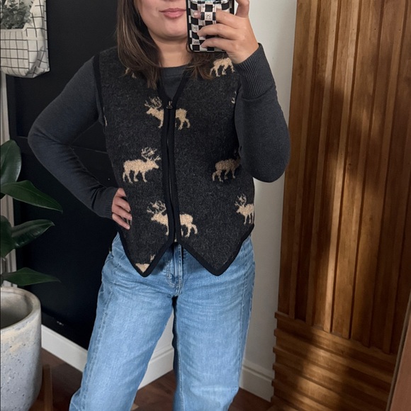 Vintage Lisa International 100% Boiled Wool Zip Front Sweater Vest. L - Picture 8 of 8